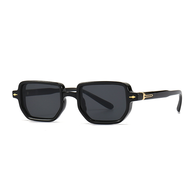Gold-rimmed square sunglasses