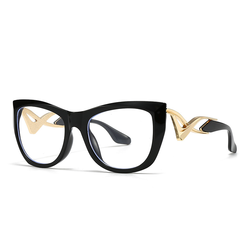 Cat-eye metal temple non-prescription glasses