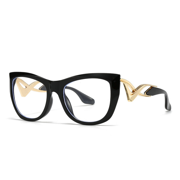 Cat-eye metal temple non-prescription glasses