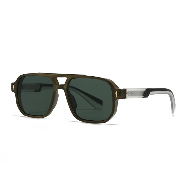 Retro double-beam square-frame aviator sunglasses
