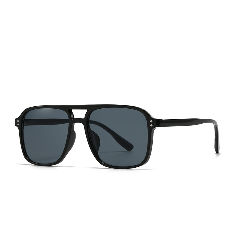 Modern Retro Square Double Bridge Sunglasses