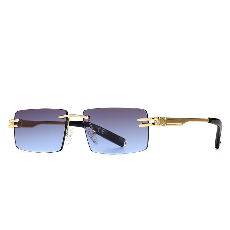 Modern retro square-framed narrow sunglasses