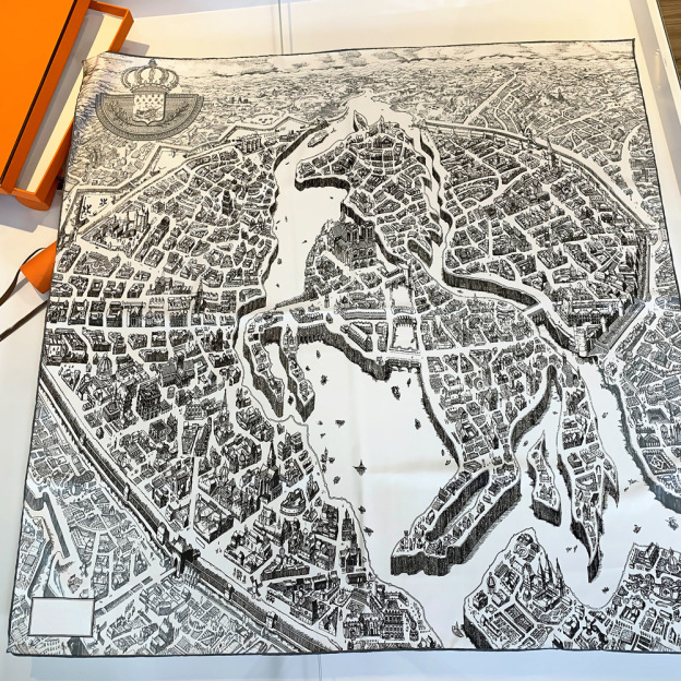 City and Horse Square Silk Scarf