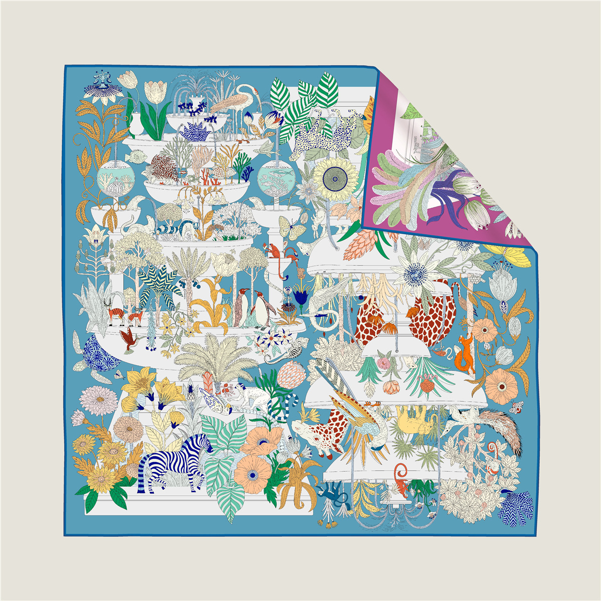 Animal Paradise Double-Sided Silk Scarf