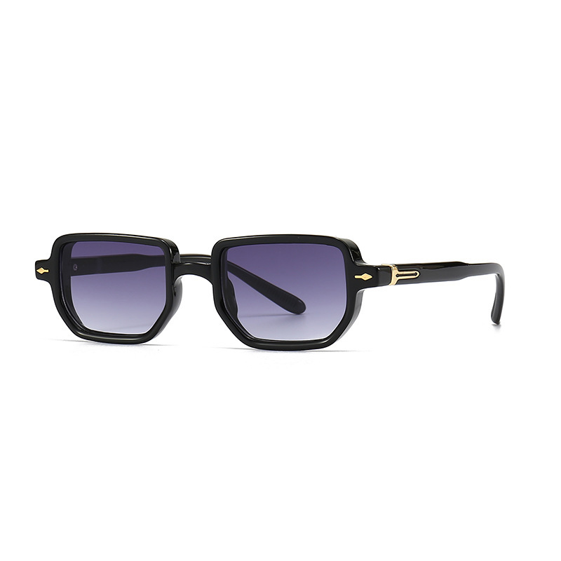 Gold-rimmed square sunglasses