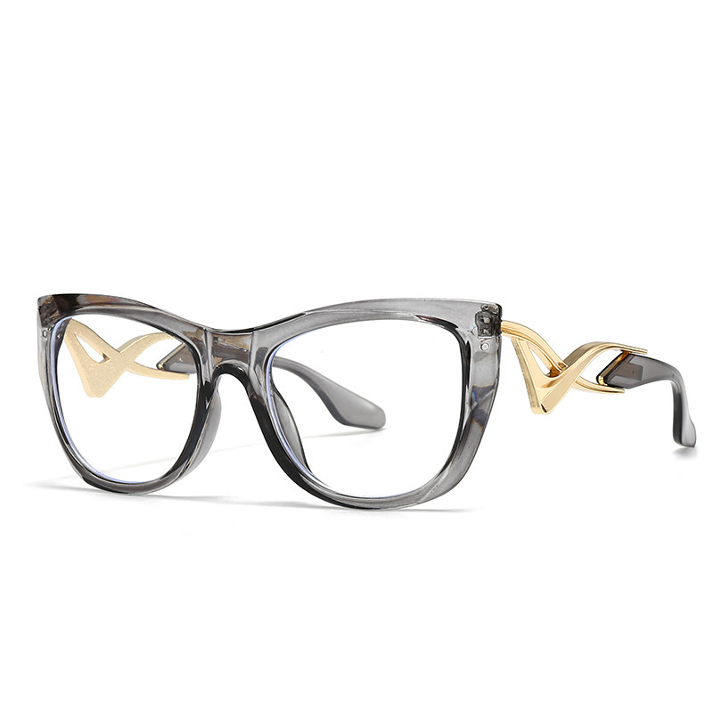 Cat-eye metal temple non-prescription glasses