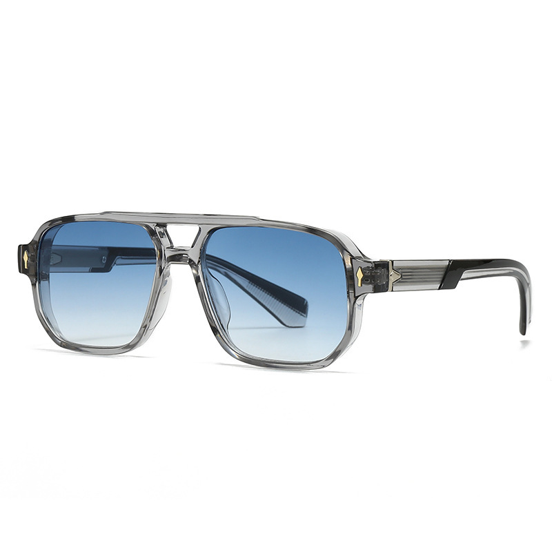 Retro double-beam square-frame aviator sunglasses