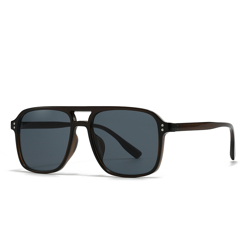 Modern Retro Square Double Bridge Sunglasses
