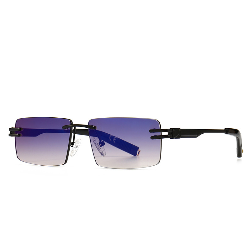 Modern retro square-framed narrow sunglasses