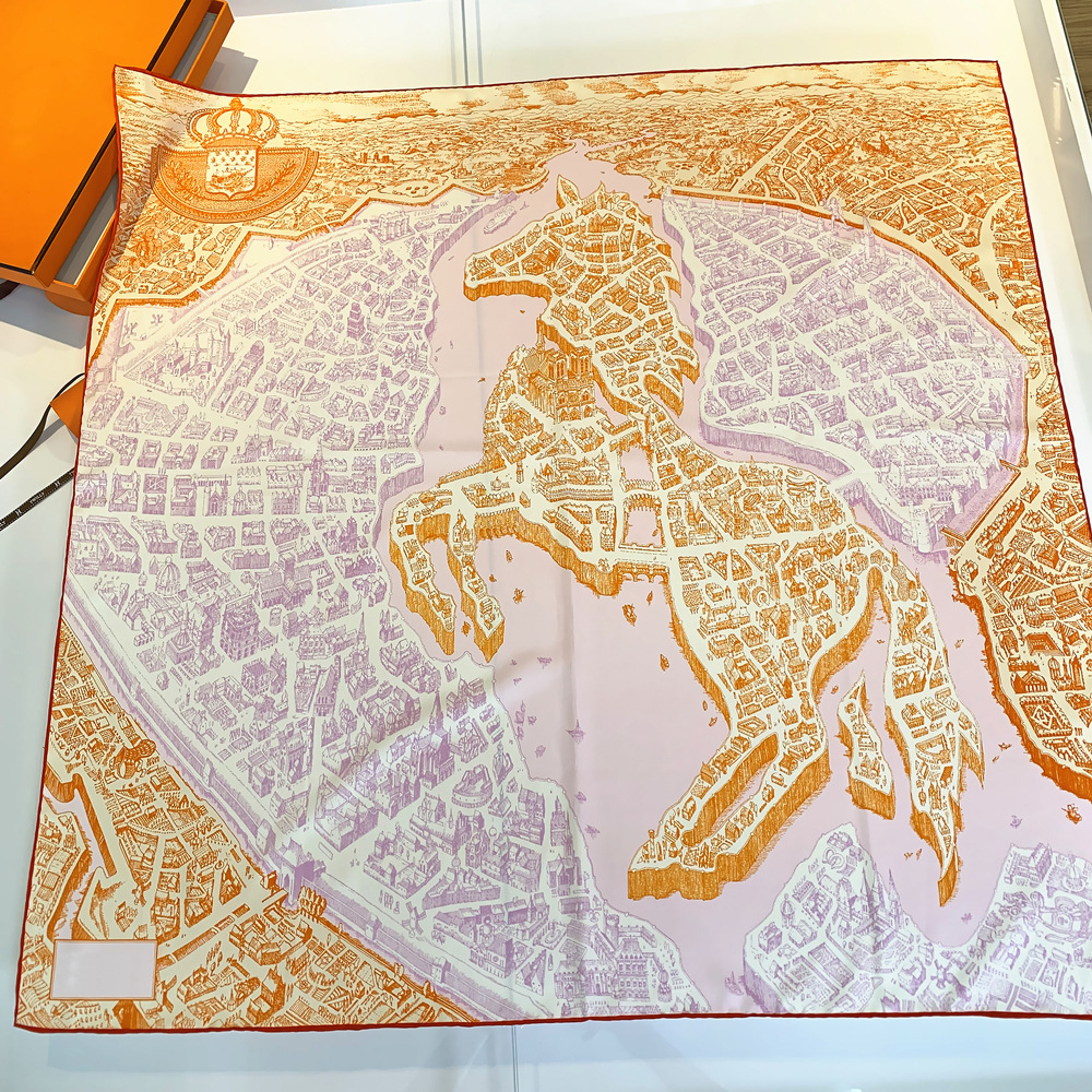 City and Horse Square Silk Scarf