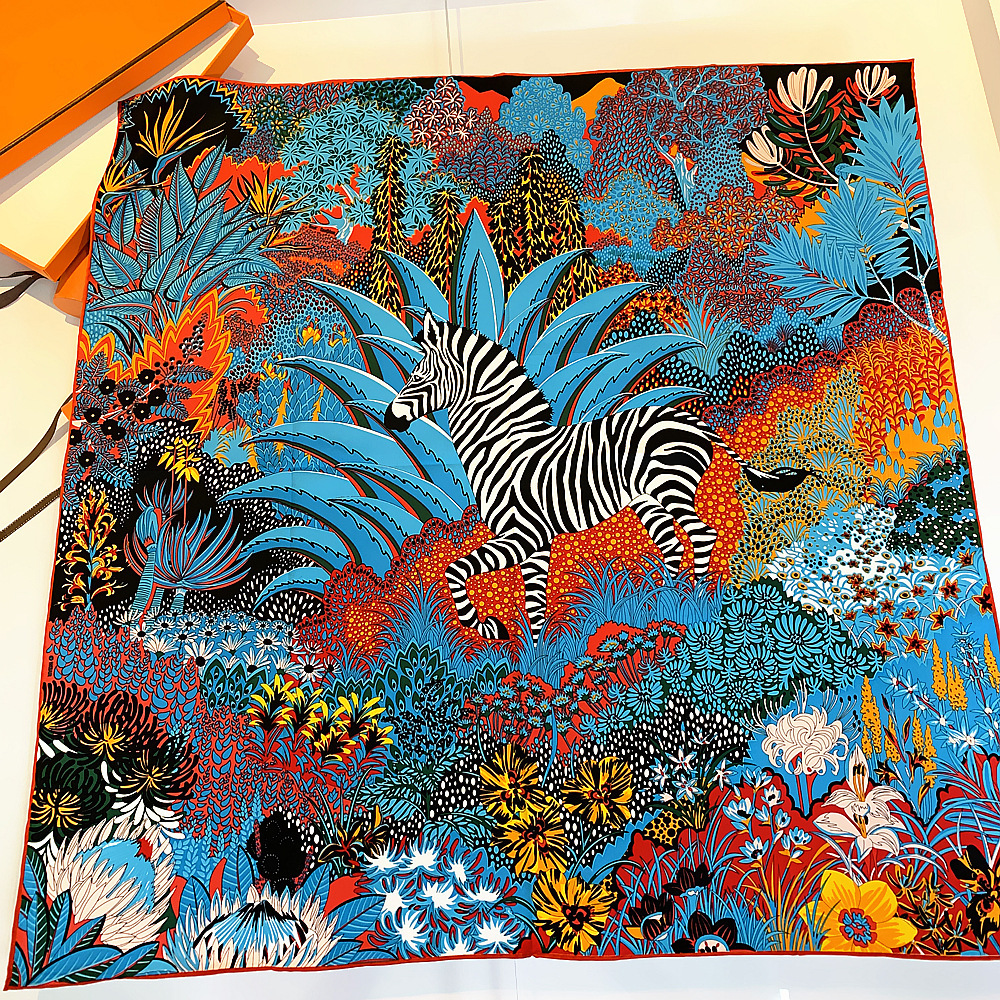 Jungle Zebra Square Silk Scarf
