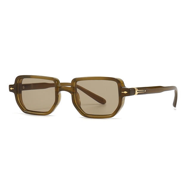 Gold-rimmed square sunglasses