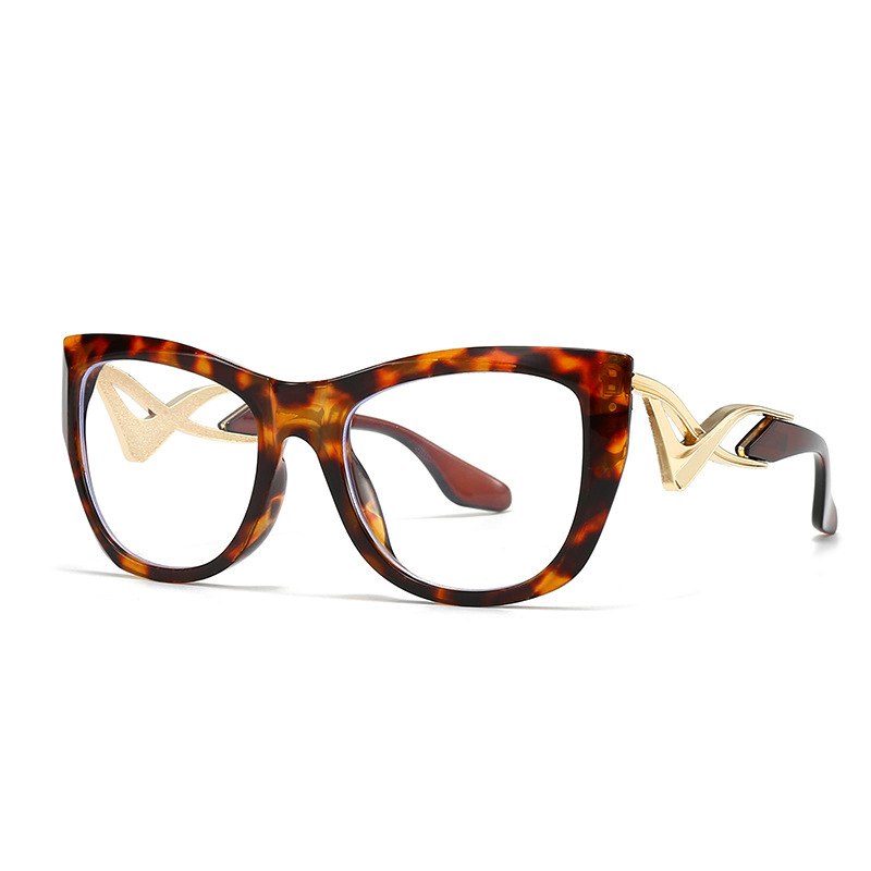 Cat-eye metal temple non-prescription glasses