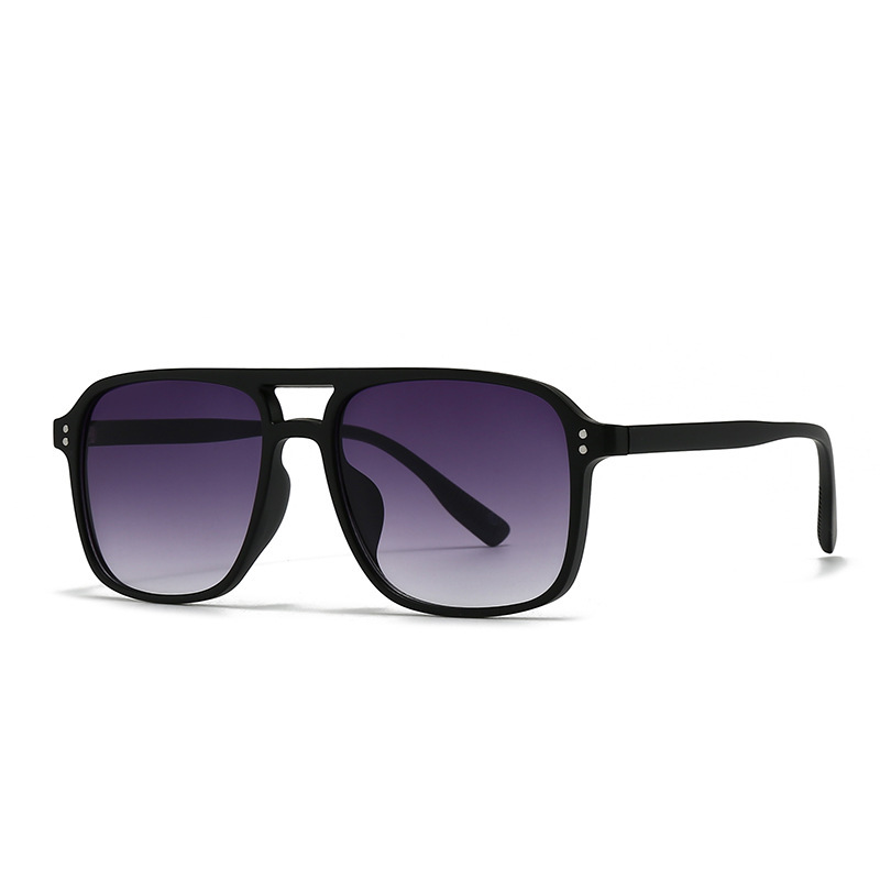 Modern Retro Square Double Bridge Sunglasses
