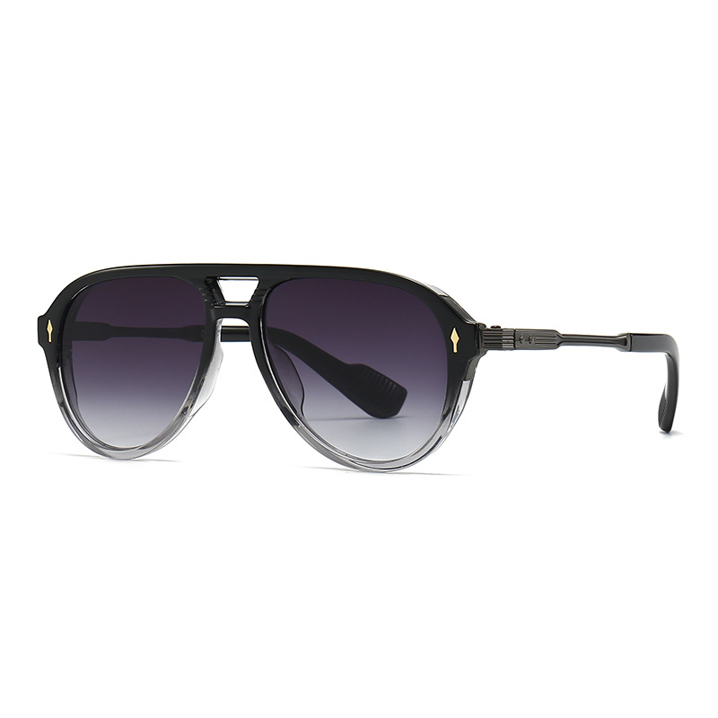 Retro double-beam square-frame sunglasses