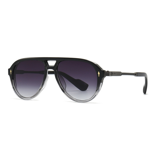 Retro double-beam square-frame sunglasses