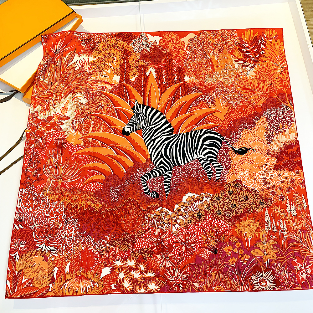 Jungle Zebra Square Silk Scarf