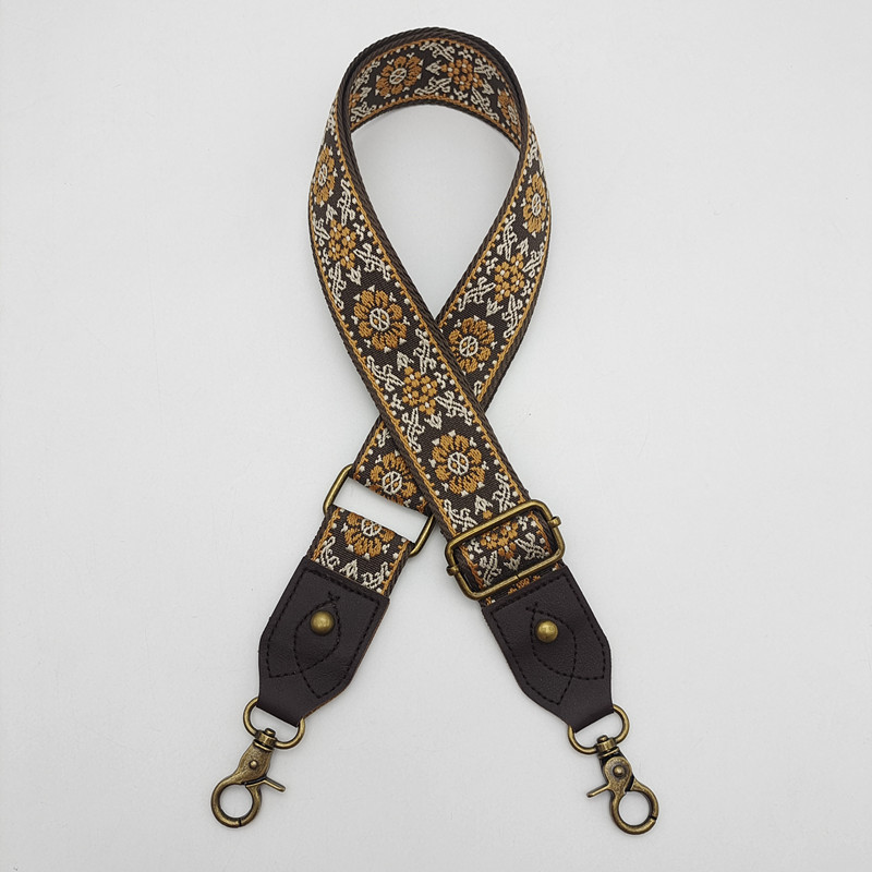 Retro ethnic style bag with wide shoulder straps