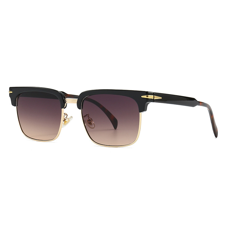 Classic gold-rimmed square sunglasses