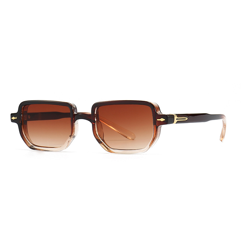 Gold-rimmed square sunglasses