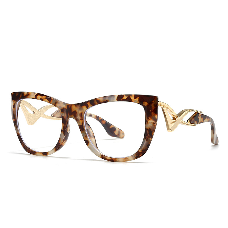 Cat-eye metal temple non-prescription glasses