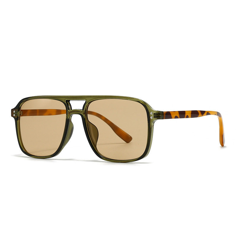 Modern Retro Square Double Bridge Sunglasses