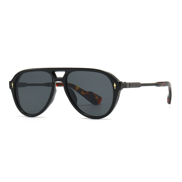 Retro double-beam square-frame sunglasses