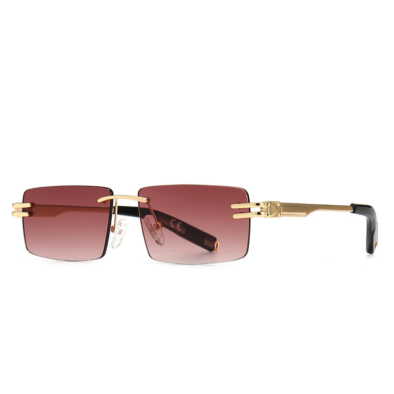 Modern retro square-framed narrow sunglasses