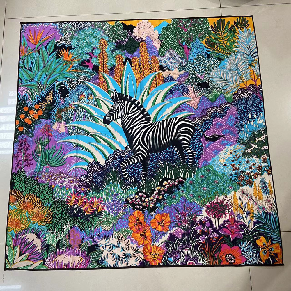 Jungle Zebra Square Silk Scarf