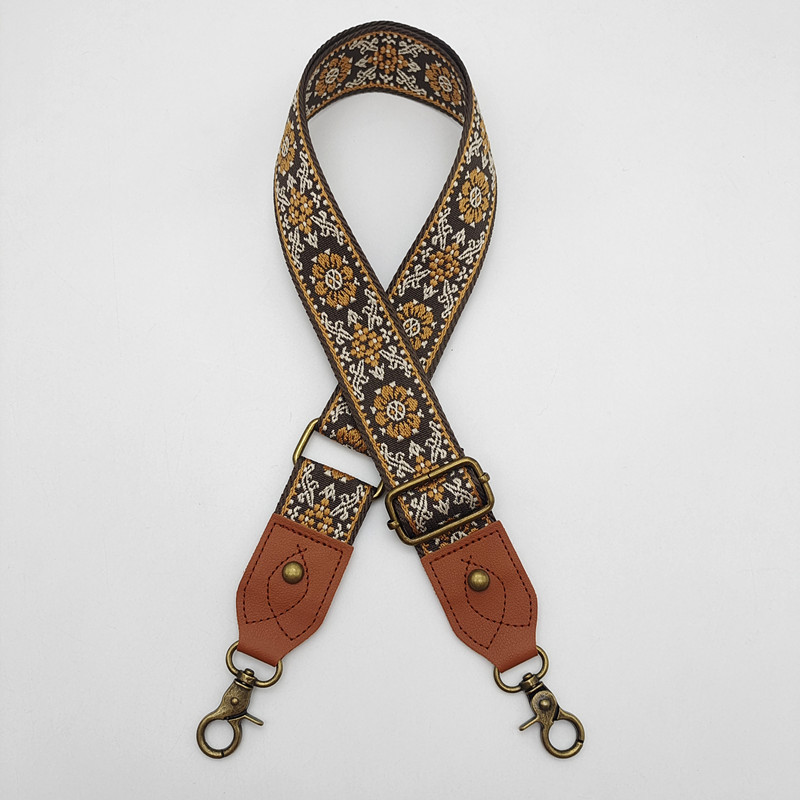 Retro ethnic style bag with wide shoulder straps