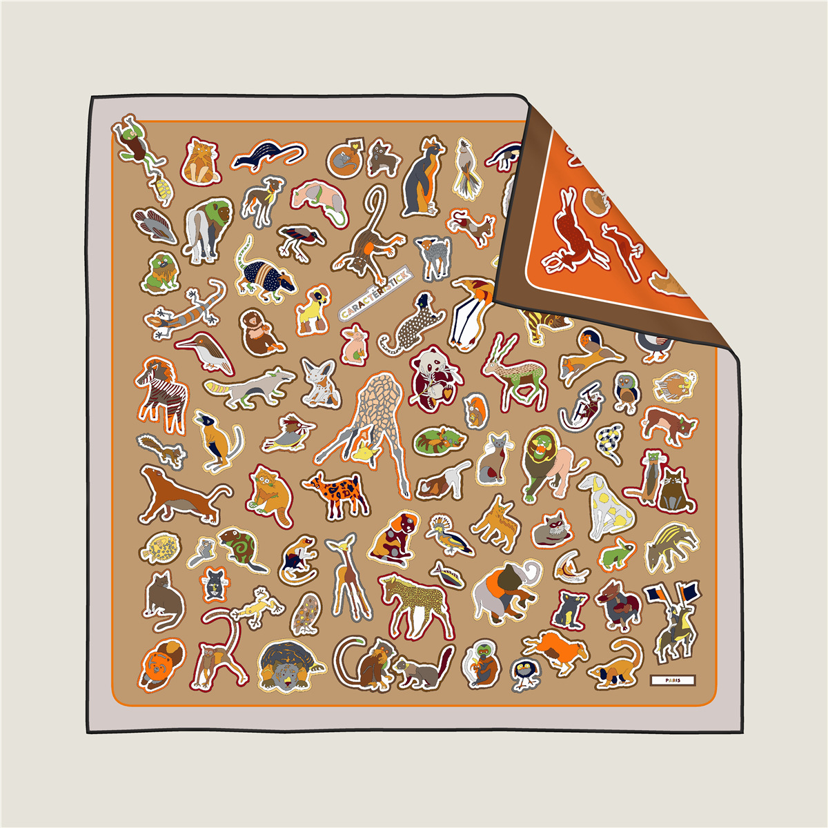 Animal Collection Double-Sided Silk Scarf