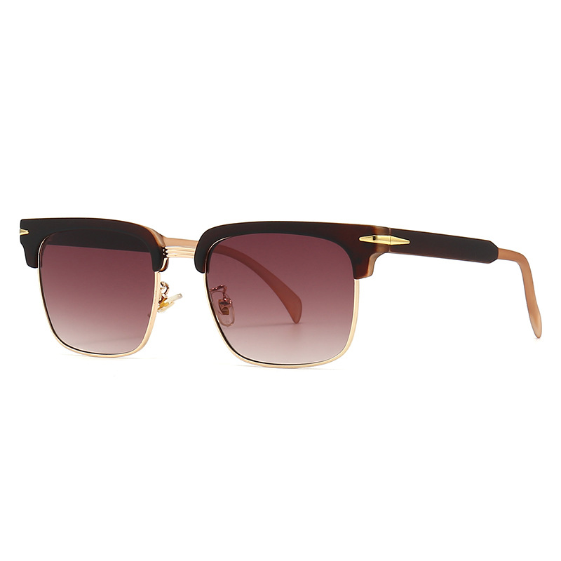 Classic gold-rimmed square sunglasses