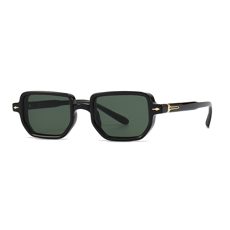 Gold-rimmed square sunglasses