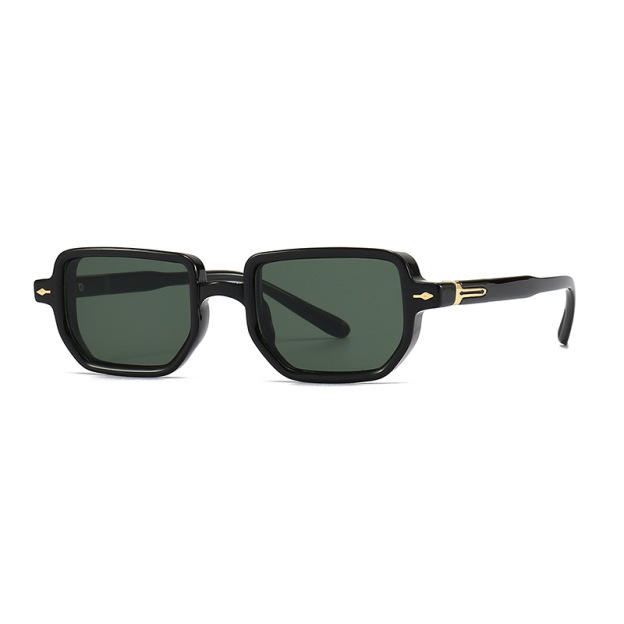 Gold-rimmed square sunglasses