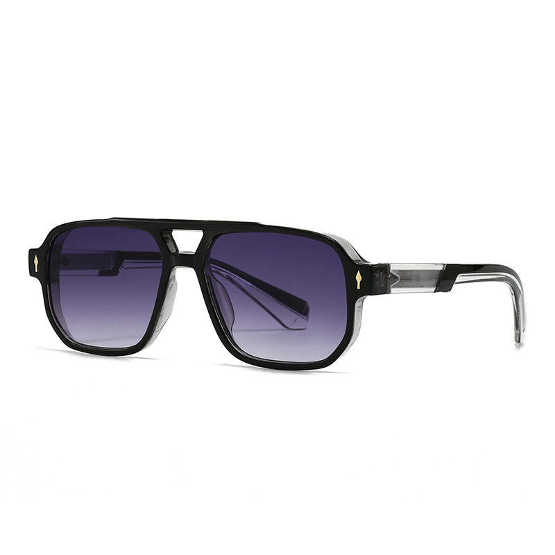 Retro double-beam square-frame aviator sunglasses