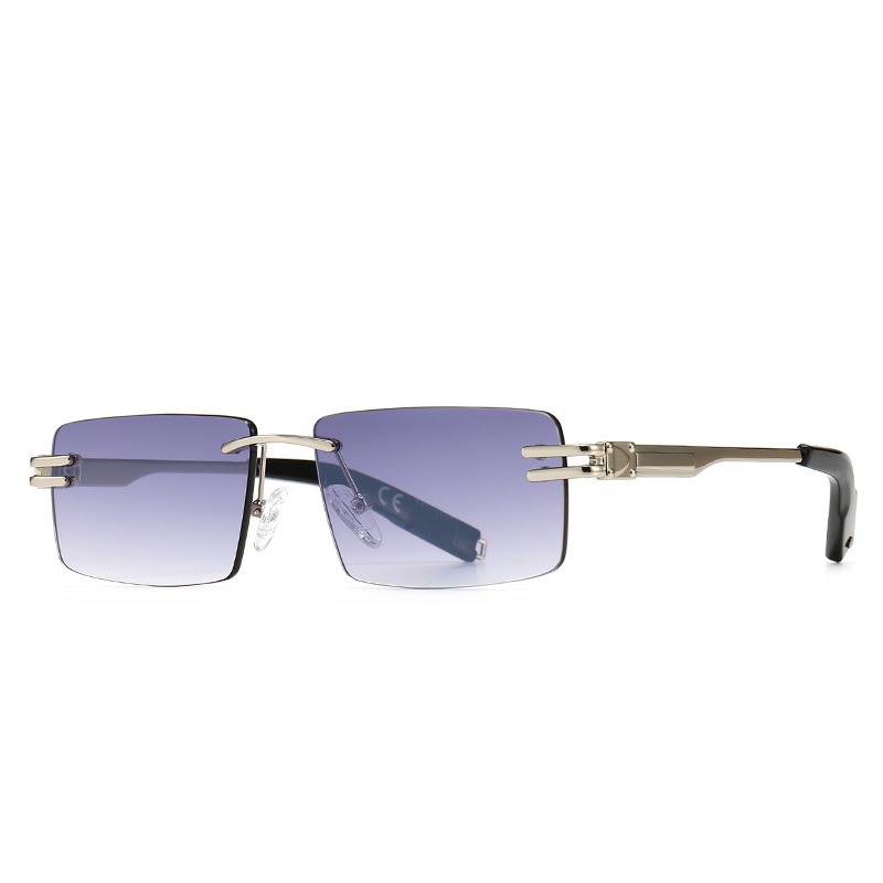 Modern retro square-framed narrow sunglasses