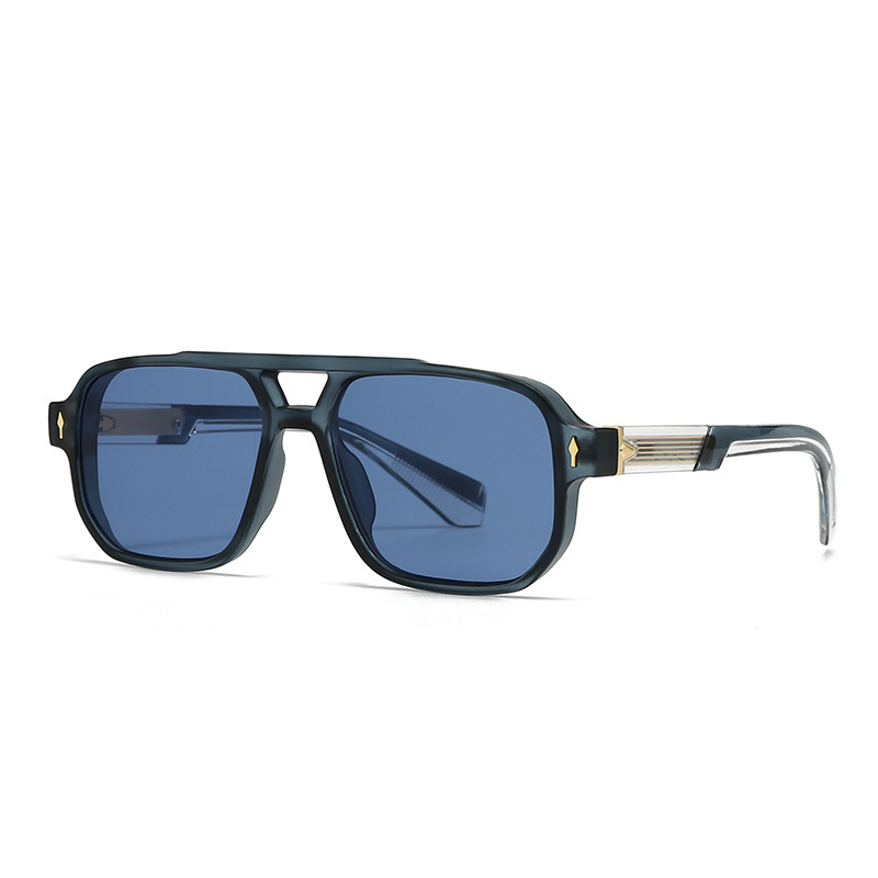Retro double-beam square-frame aviator sunglasses