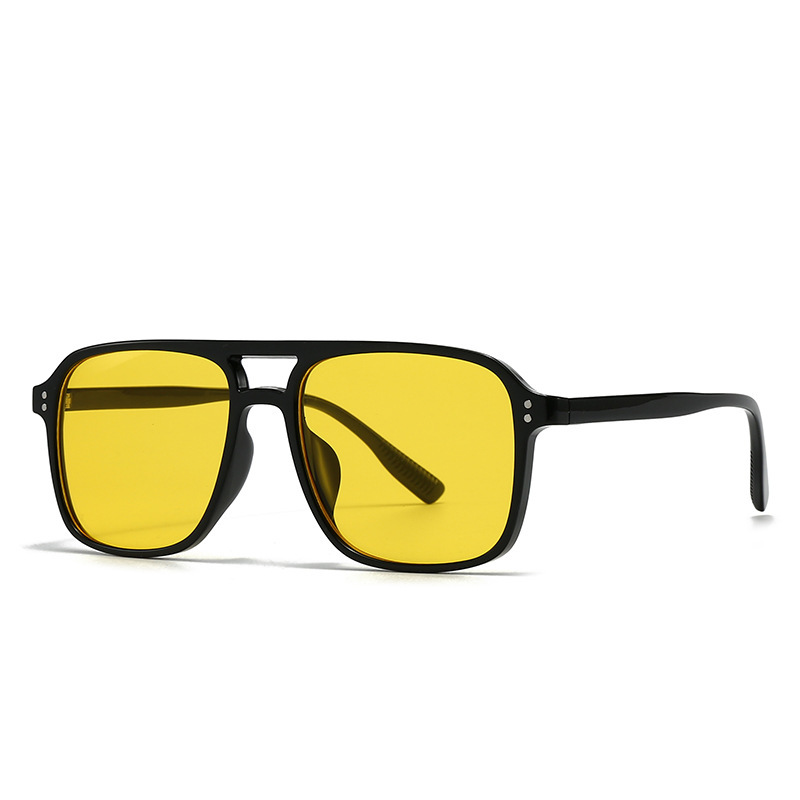 Modern Retro Square Double Bridge Sunglasses