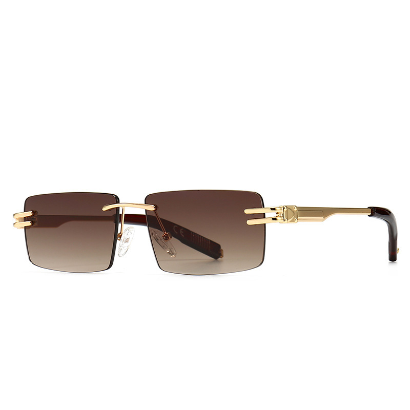 Modern retro square-framed narrow sunglasses