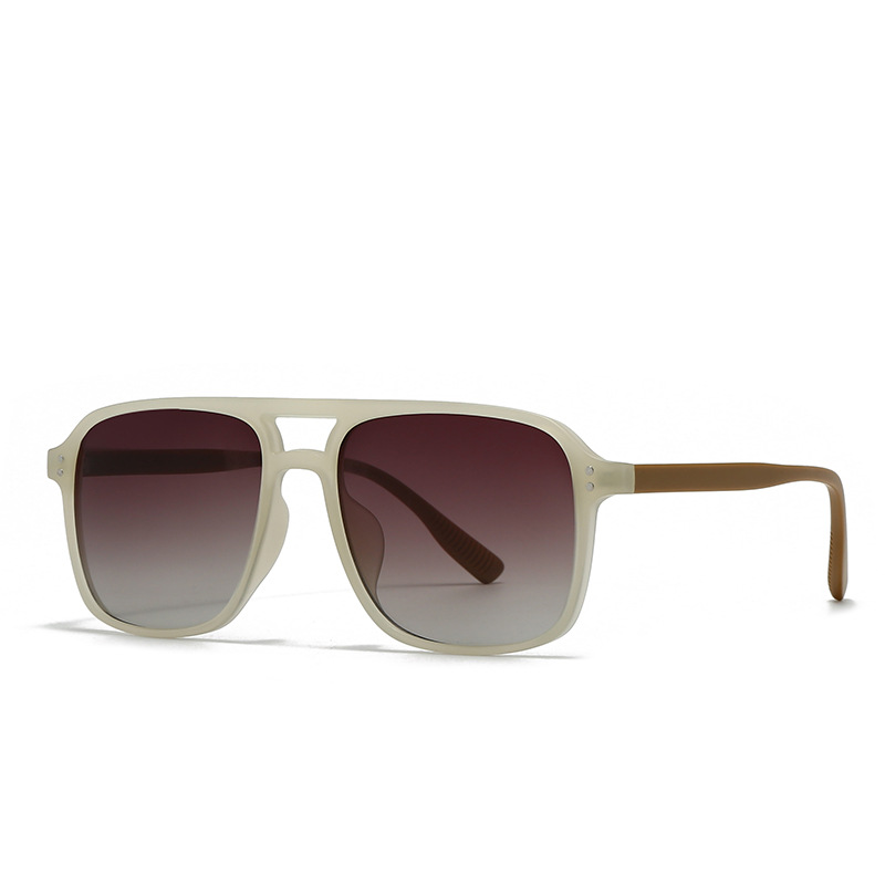 Modern Retro Square Double Bridge Sunglasses