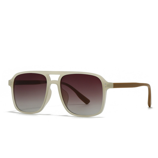 Modern Retro Square Double Bridge Sunglasses