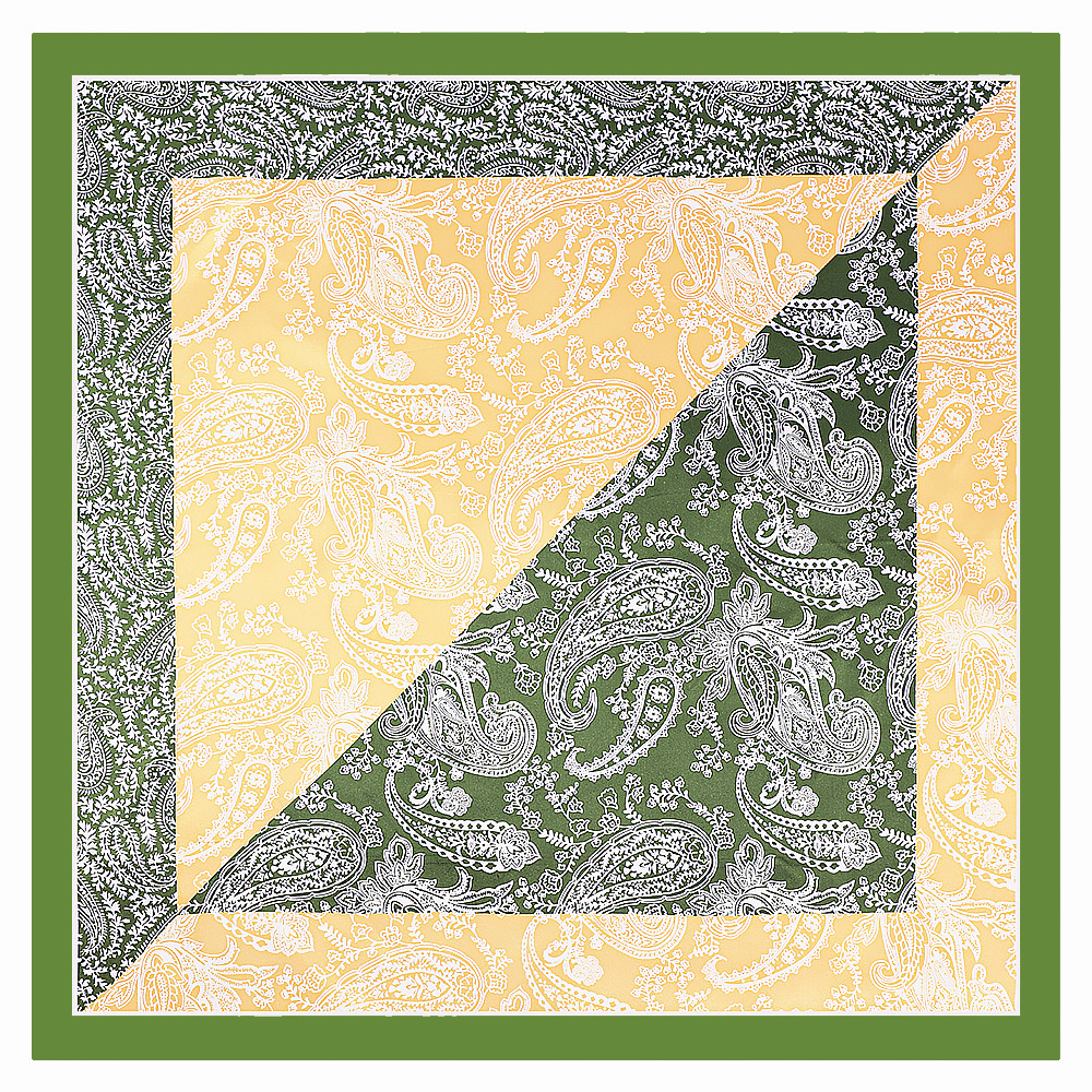 Bohemian colorblock cashew square silk scarf