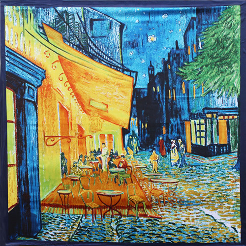 Oil painting style square silk scarf