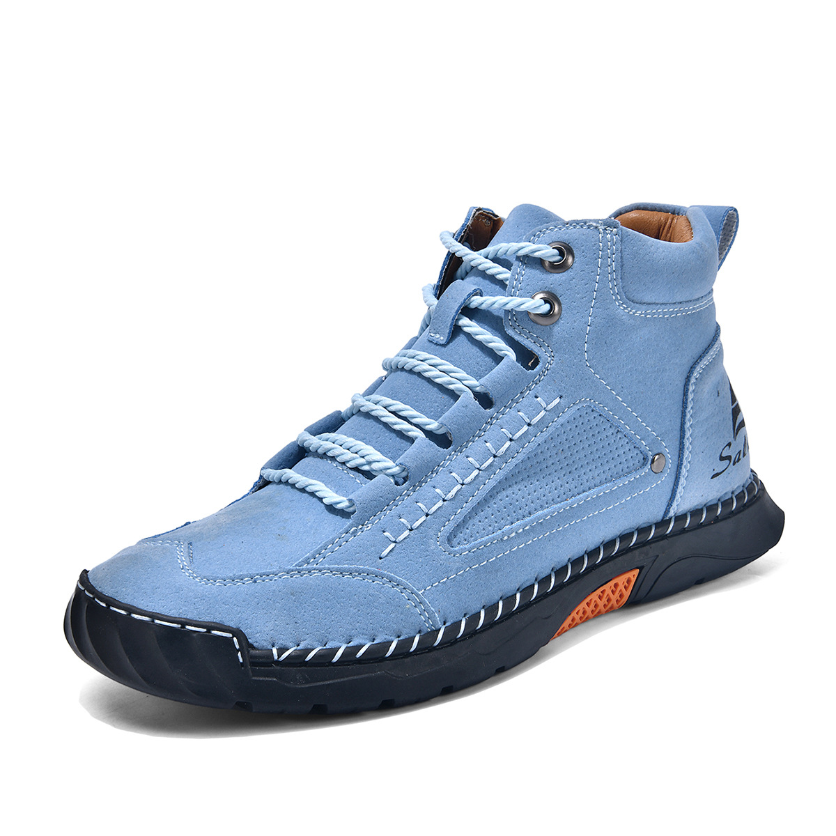 Men's hand-stitched flat boots