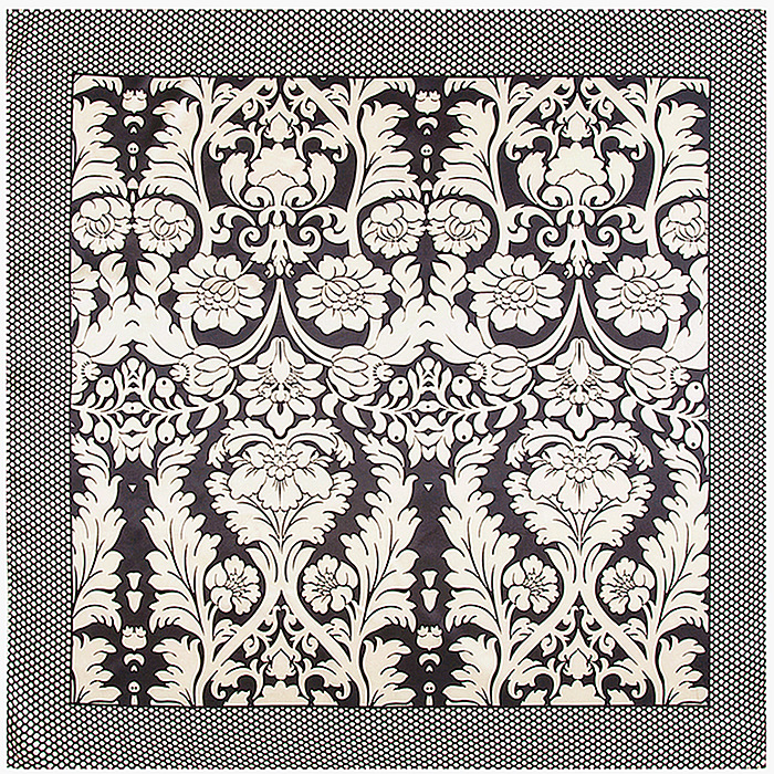 Retro pattern square silk scarf