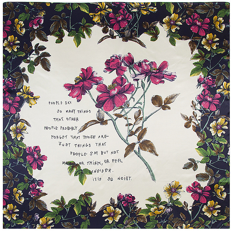 Square silk scarf with floral pattern