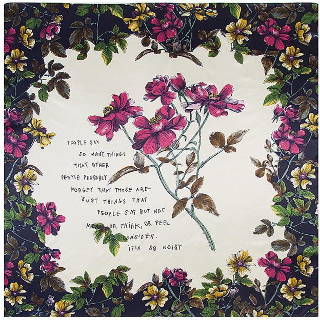 Square silk scarf with floral pattern