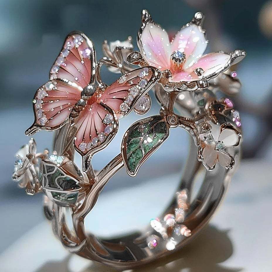 🔥LAST Sale 70% OFF - 🌸Butterfly Flower Ring🌸