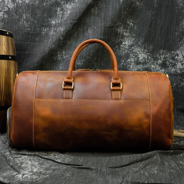 Men's Large Capacity Leather Luggage Travel Bag