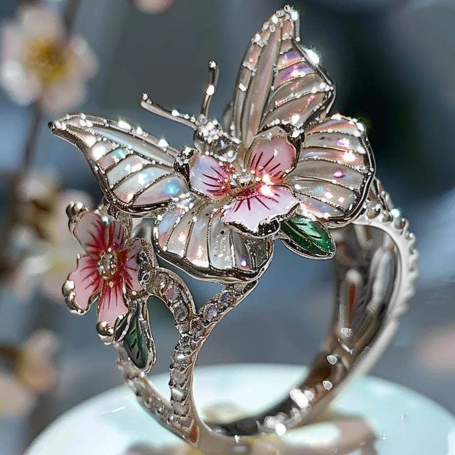 🔥LAST Sale 70% OFF - 🌸Butterfly Flower Ring🌸